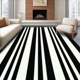 Ultra Soft Area Rug, Non Slip, Stain Resistant, Washable Area Rugs for Living Room, Bedroom, Chic Modern Linear Pattern Design(Black)