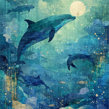 Ultra Soft Area Rug, Non Slip, Stain Resistant, Washable Area Rugs for Living Room, Bedroom, Seaside Creature Inspired with Oceanic Dolphin, Octopus, and Fish School(Blue)