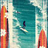 Ultra Soft Area Rug, Non Slip, Stain Resistant, Washable Area Rugs for Living Room, Bedroom, Coral Green Surfboard Rug Featuring Tropical Hibiscus and Silhouette Theme(Blue)