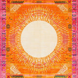 Ultra Soft Area Rug, Non Slip, Stain Resistant, Washable Area Rugs for Living Room, Bedroom, Intricate Sunbeam Inspired Artwork(Orange)