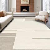 Ultra Soft Area Rug, Non Slip, Stain Resistant, Washable Area Rugs for Living Room, Bedroom, Geometric Block Design Area Modern Striped in Beige(Beige)