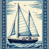 Ultra Soft Area Rug, Non Slip, Stain Resistant, Washable Area Rugs for Living Room, Bedroom, Vibrant Sailboat Coastal Theme(Blue)