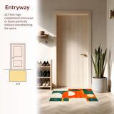Ultra Soft Area Rug, Non Slip, Stain Resistant, Washable Area Rugs for Living Room, Bedroom, Luxurious Tiled Patterned Aesthetic(Orange)