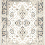 Ultra Soft Area Rug, Non Slip, Stain Resistant, Washable Area Rugs for Living Room, Bedroom, Vintage Inspired Ornate Motifs in Beige and Grey(Beige)