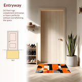 Ultra Soft Area Rug, Non Slip, Stain Resistant, Washable Area Rugs for Living Room, Bedroom, Vibrant Retro Abstract Geometry(Orange)