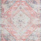 Ultra Soft Area Rug, Non Slip, Stain Resistant, Washable Area Rugs for Living Room, Bedroom, Artful Grey Symmetrical Composition(Pink)