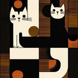Ultra Soft Area Rug, Non Slip, Stain Resistant, Washable Area Rugs for Living Room, Bedroom, Vivid Whimsical Cat Illustration(Black)