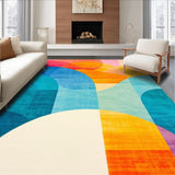 Ultra Soft Area Rug, Non Slip, Stain Resistant, Washable Area Rugs for Living Room, Bedroom, Geometric Paradise Area Modern Boho Rainbow Arch Inspired(Blue)