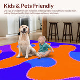 Ultra Soft Area Rug, Non Slip, Stain Resistant, Washable Area Rugs for Living Room, Bedroom, Vivid Retro Wavy Aesthetic(Orange)