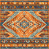 Ultra Soft Area Rug, Non Slip, Stain Resistant, Washable Area Rugs for Living Room, Bedroom, Eclectic Colorful Geometric Motif(Orange)