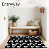 Funny Skull Halloween Runner Black and White Accent Area(Black)