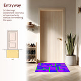 Ultra Soft Area Rug, Non Slip, Stain Resistant, Washable Area Rugs for Living Room, Bedroom, Playful Educational Patchwork Motif(Purple)