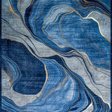 Ultra Soft Area Rug, Non Slip, Stain Resistant, Washable Area Rugs for Living Room, Bedroom, Dynamic Symmetrical Pattern Accents(Blue)
