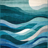 Ultra Soft Area Rug, Non Slip, Stain Resistant, Washable Area Rugs for Living Room, Bedroom, Sophisticated Abstract Teal Geometry(Blue)