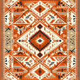 Ultra Soft Area Rug, Non Slip, Stain Resistant, Washable Area Rugs for Living Room, Bedroom, Aztec-Inspired Earthy Tones(Orange)