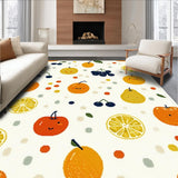 Ultra Soft Area Rug, Non Slip, Stain Resistant, Washable Area Rugs for Living Room, Bedroom, Charming Minimalist Fruit Illustration(Orange)