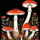 Ultra Soft Area Rug, Non Slip, Stain Resistant, Washable Area Rugs for Living Room, Bedroom, Colorful Retro Mushroom Motif(Red)