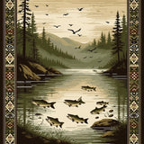Ultra Soft Area Rug, Non Slip, Stain Resistant, Washable Area Rugs for Living Room, Bedroom, Rustic Nature-Inspired Bass Scene(Brown)