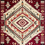 Ultra Soft Area Rug, Non Slip, Stain Resistant, Washable Area Rugs for Living Room, Bedroom, Mesa Horizon with Distinctive Tribal Artistry(Red)