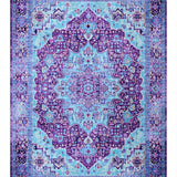 Ultra Soft Area Rug, Non Slip, Stain Resistant, Washable Area Rugs for Living Room, Bedroom, Rustic Distressed Floral Motif(Blue)