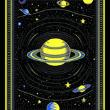 Ultra Soft Area Rug, Non Slip, Stain Resistant, Washable Area Rugs for Living Room, Bedroom, Bold Astronomical Shape Arrangement(Yellow)