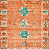 Ultra Soft Area Rug, Non Slip, Stain Resistant, Washable Area Rugs for Living Room, Bedroom, Artistic Medallion Inspired Composition(Orange)