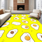 Ultra Soft Area Rug, Non Slip, Stain Resistant, Washable Area Rugs for Living Room, Bedroom, Playful Cartoon Egg Motif(Yellow)