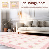 Ultra Soft Area Rug, Non Slip, Stain Resistant, Washable Area Rugs for Living Room, Bedroom, Coquette Bow Accent Area Rug Scalloped Edges(White)