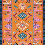 Ultra Soft Area Rug, Non Slip, Stain Resistant, Washable Area Rugs for Living Room, Bedroom, Lively Color-Blocked Geometric Style(Orange)