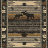 Ultra Soft Area Rug, Non Slip, Stain Resistant, Washable Area Rugs for Living Room, Bedroom, Rustic Wildlife Brown Tapestry(Gray)