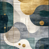 Ultra Soft Area Rug, Non Slip, Stain Resistant, Washable Area Rugs for Living Room, Bedroom, Sleek Gold and Gray Tiled Motif(Gold)