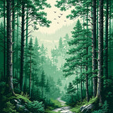 Stylish Dreamy Nature Scene(Green)