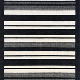 Ultra Soft Area Rug, Non Slip, Stain Resistant, Washable Area Rugs for Living Room, Bedroom, Ebony Ivory Stripe Woven Floor Rug, Chic Farmhouse Porch Decor(Black)