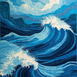 Stylish Coastal Wave Motif(Blue)