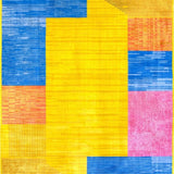 Ultra Soft Area Rug, Non Slip, Stain Resistant, Washable Area Rugs for Living Room, Bedroom, Contemporary Multicolor Mosaic Art(Yellow)