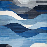 Ultra Soft Area Rug, Non Slip, Stain Resistant, Washable Area Rugs for Living Room, Bedroom, Modern Geometric Blue Hues(Blue)