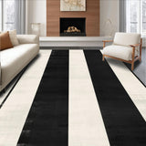Ultra Soft Area Rug, Non Slip, Stain Resistant, Washable Area Rugs for Living Room, Bedroom, Contrasting Parallel Line Design Washable Handcrafted Farmhouse Rug(Black)