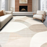Ultra Soft Area Rug, Non Slip, Stain Resistant, Washable Area Rugs for Living Room, Bedroom, Half Circle Area Modern Minimalist Curved Line Non Skid(Beige)