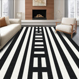 Ultra Soft Area Rug, Non Slip, Stain Resistant, Washable Area Rugs for Living Room, Bedroom, Striped Modern Rug, Black White Design(Black)