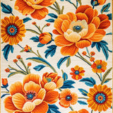 Ultra Soft Area Rug, Non Slip, Stain Resistant, Washable Area Rugs for Living Room, Bedroom, Lively Outdoor Blossom Patterned Rug(Orange)