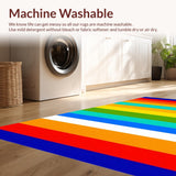 Ultra Soft Area Rug, Non Slip, Stain Resistant, Washable Area Rugs for Living Room, Bedroom, Playful Colorful Striped Arrangement(Red)