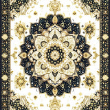 Ultra Soft Area Rug, Non Slip, Stain Resistant, Washable Area Rugs for Living Room, Bedroom, Dynamic Symmetrical Flourish(Gold)