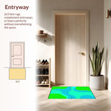 Ultra Soft Area Rug, Non Slip, Stain Resistant, Washable Area Rugs for Living Room, Bedroom, Dynamic Circular Symmetry Concept(Green)