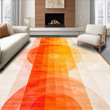 Ultra Soft Area Rug, Non Slip, Stain Resistant, Washable Area Rugs for Living Room, Bedroom, Chic Minimalist Curved Lines(Orange)