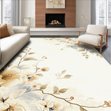 Ultra Soft Area Rug, Non Slip, Stain Resistant, Washable Area Rugs for Living Room, Bedroom, Artistic Floral Beige and Ivory Tones Modern Design(Beige)
