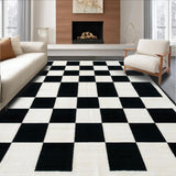 Ultra Soft Area Rug, Non Slip, Stain Resistant, Washable Area Rugs for Living Room, Bedroom, Contemporary Lattice Patterned Elegance(Black)