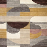 Ultra Soft Area Rug, Non Slip, Stain Resistant, Washable Area Rugs for Living Room, Bedroom, Contemporary Earth Tones Swirling Motif(Gold)