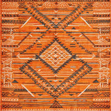 Ultra Soft Area Rug, Non Slip, Stain Resistant, Washable Area Rugs for Living Room, Bedroom, Tribal Orange Geometric Motif(Orange)