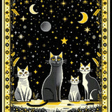 Ultra Soft Area Rug, Non Slip, Stain Resistant, Washable Area Rugs for Living Room, Bedroom, Retro Abstract Zodiac Illustration(Black)