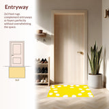 Ultra Soft Area Rug, Non Slip, Stain Resistant, Washable Area Rugs for Living Room, Bedroom, Joyful Abstract Playful Composition(Yellow)